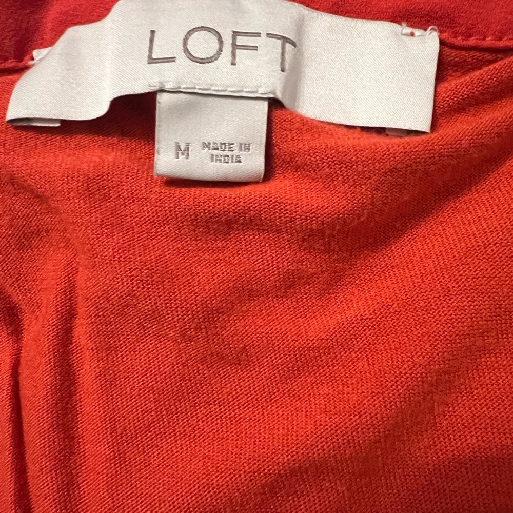 LOFT Red Orange Long Sleeve Blouse M - Picture 5 of 6